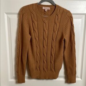 Philosophy Tan Carmel Brown Cable Knit Crewneck Sweater women's Large